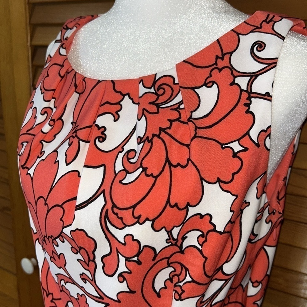 London Times Coral Floral Sleeveless Dress Size 10 - Picture 3 of 11
